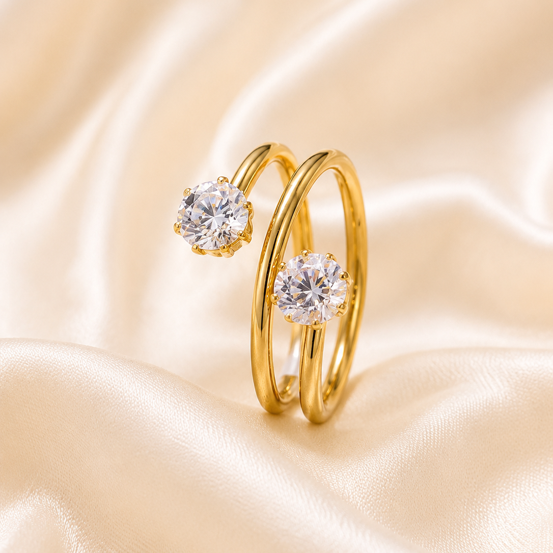 Twin Solitaire Womens Ring