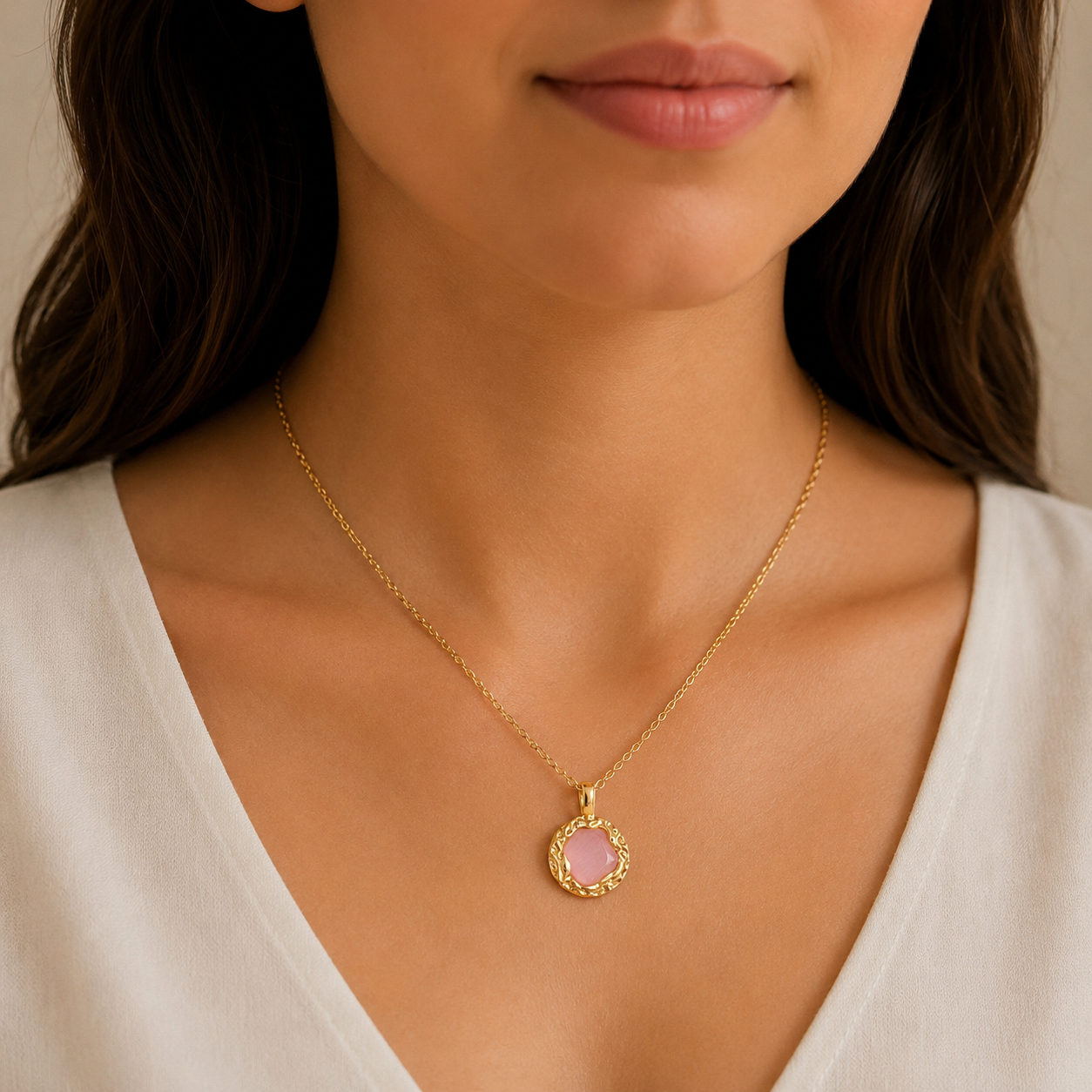 Throne Pink Stone Necklace