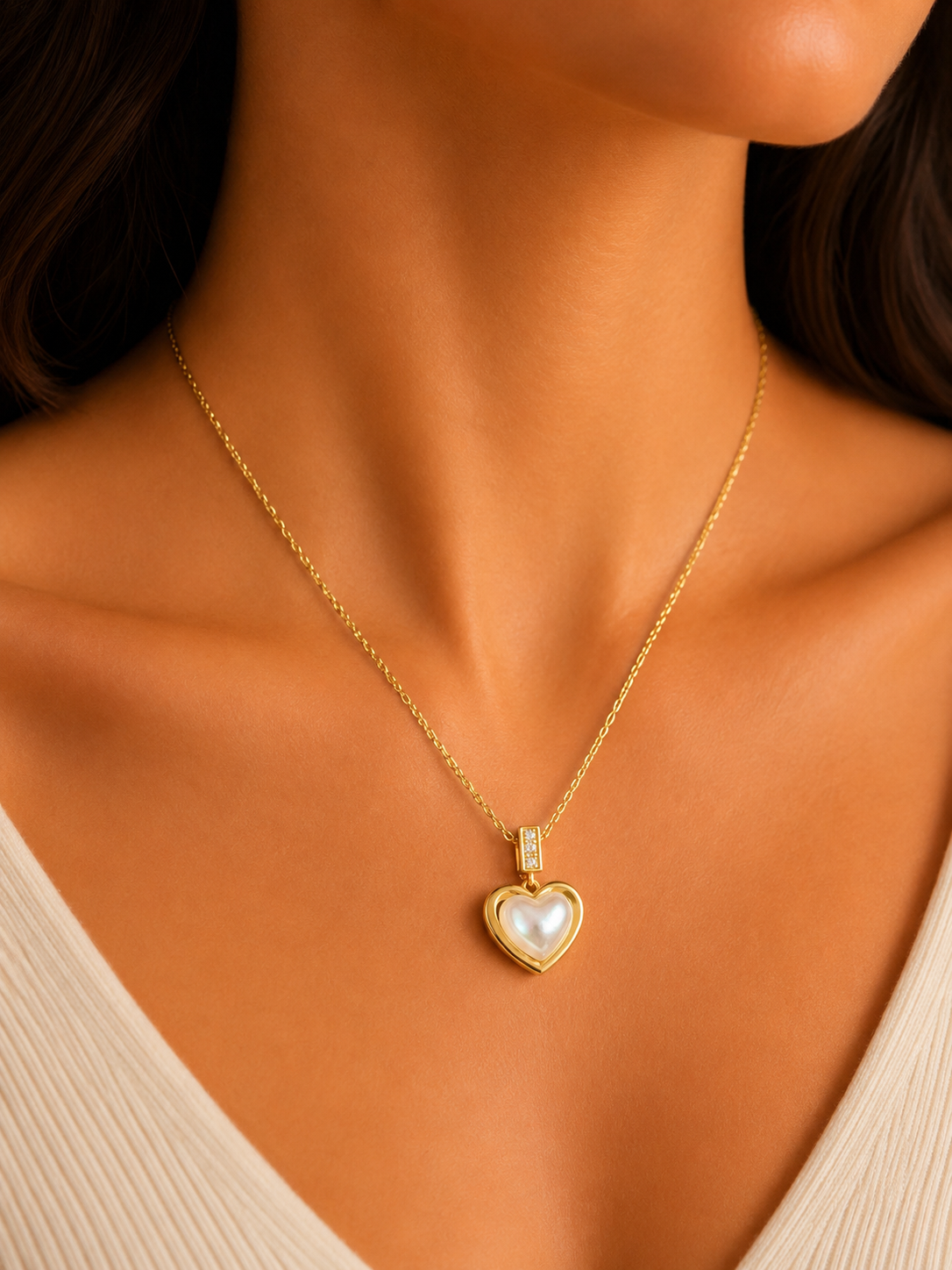 White Heart Necklace