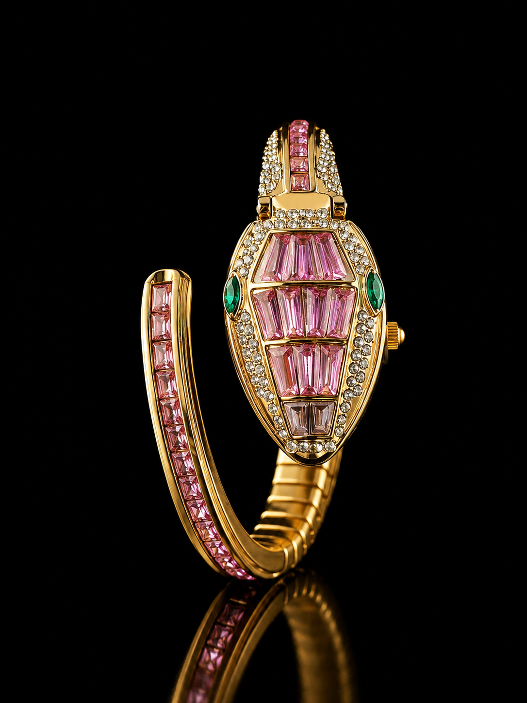 Pink Serpentina Emerald Womens Watch
