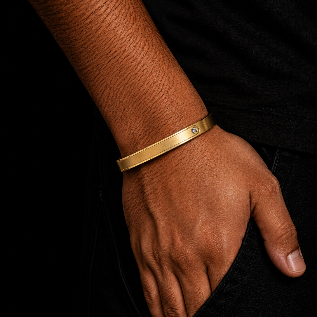 Solitaire Gold Mens Kada