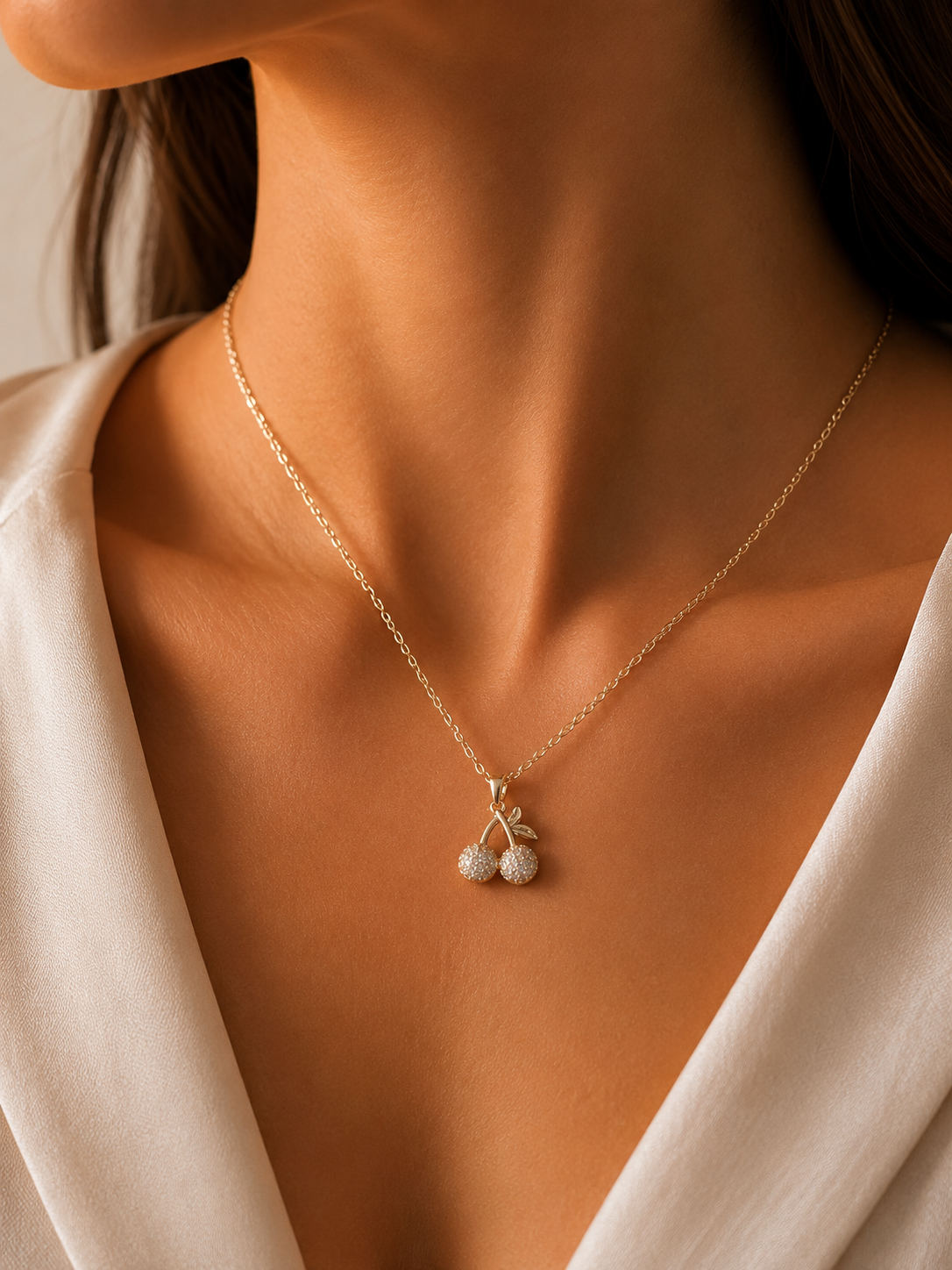 Twin Cherry Charm Necklace