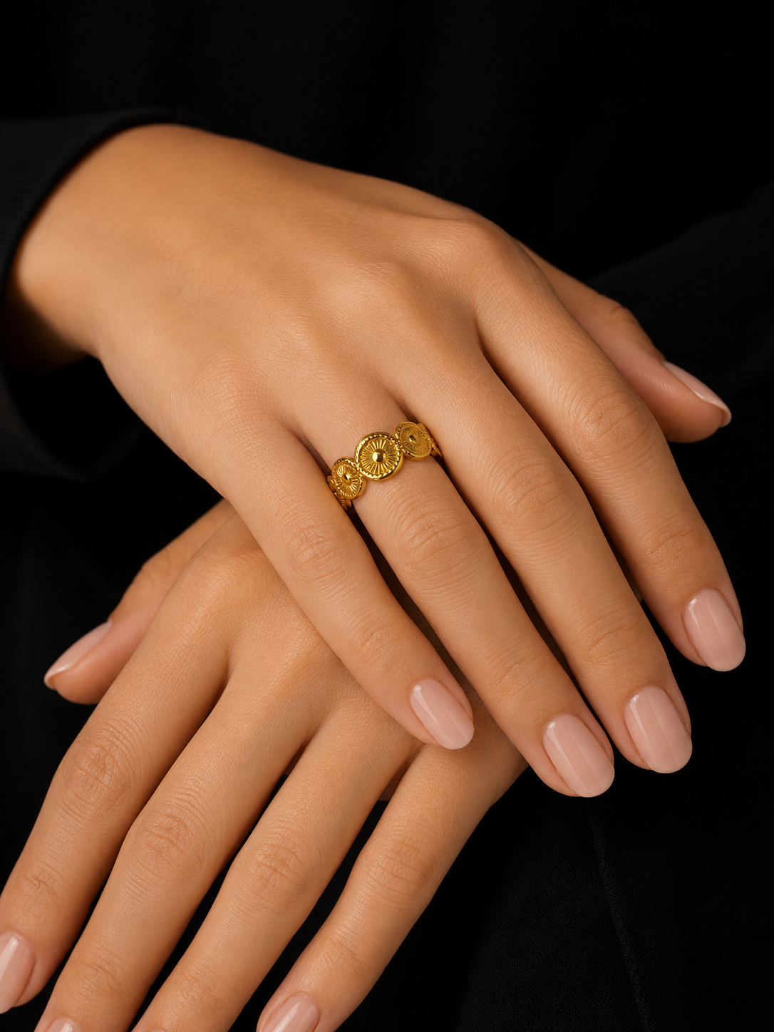 Sunbrust coins Womens Ring