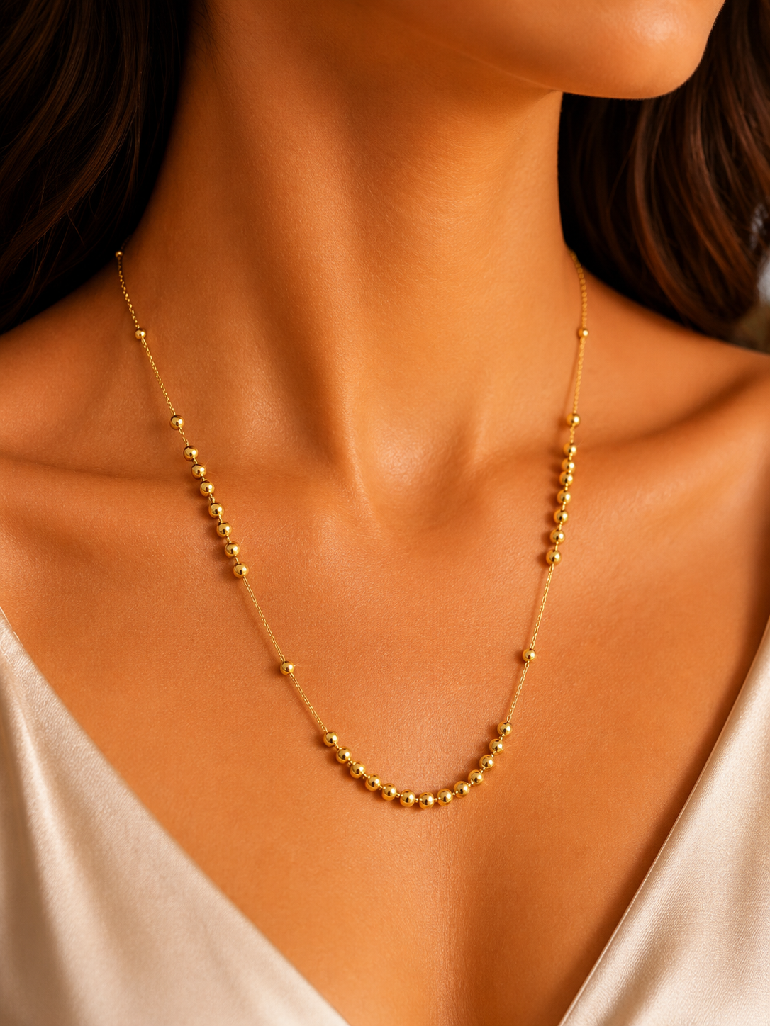 Golden Bead Womens Necklace