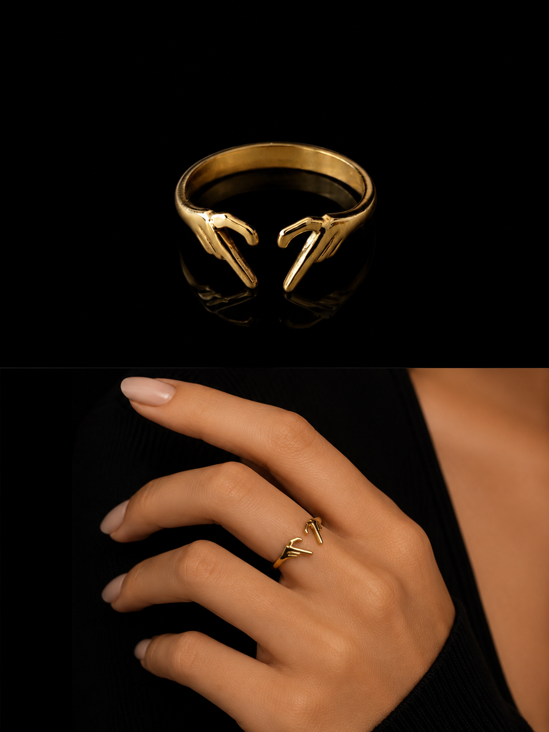 Holding Hands Womens Ring