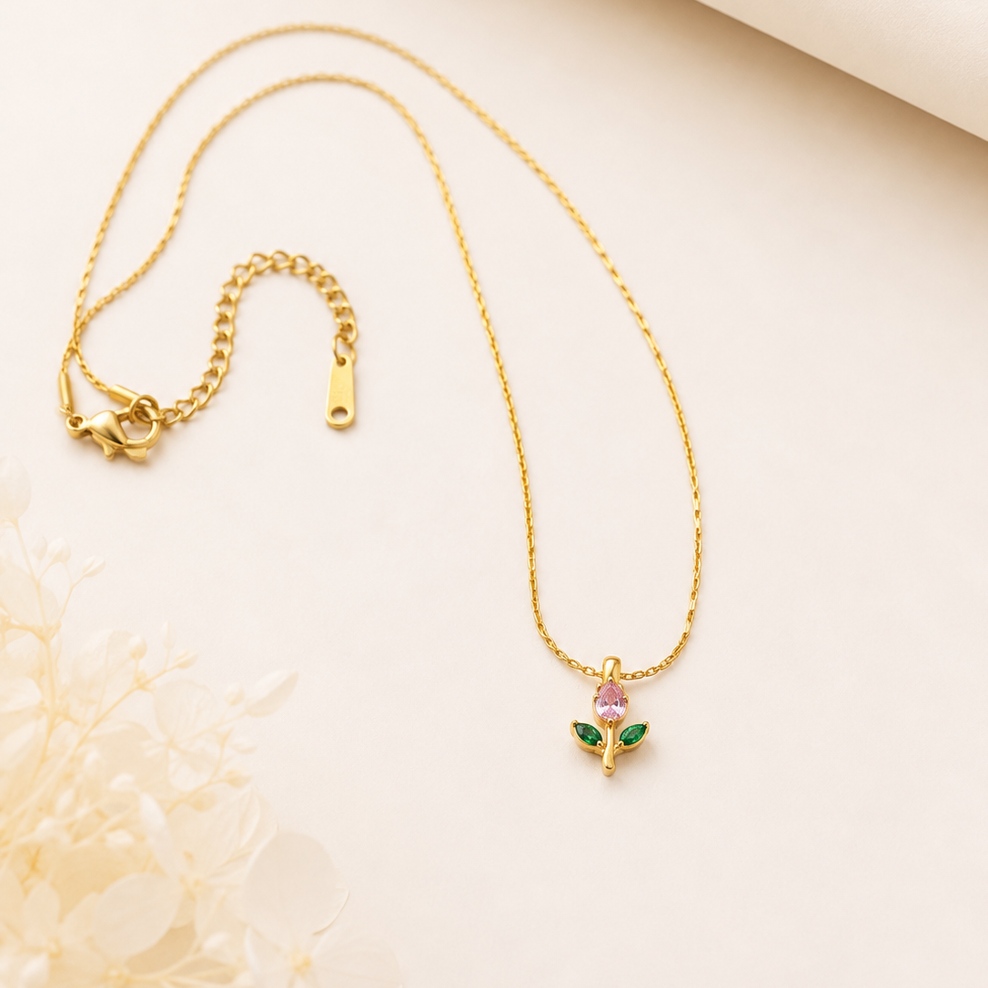 Pink Tulip Necklace