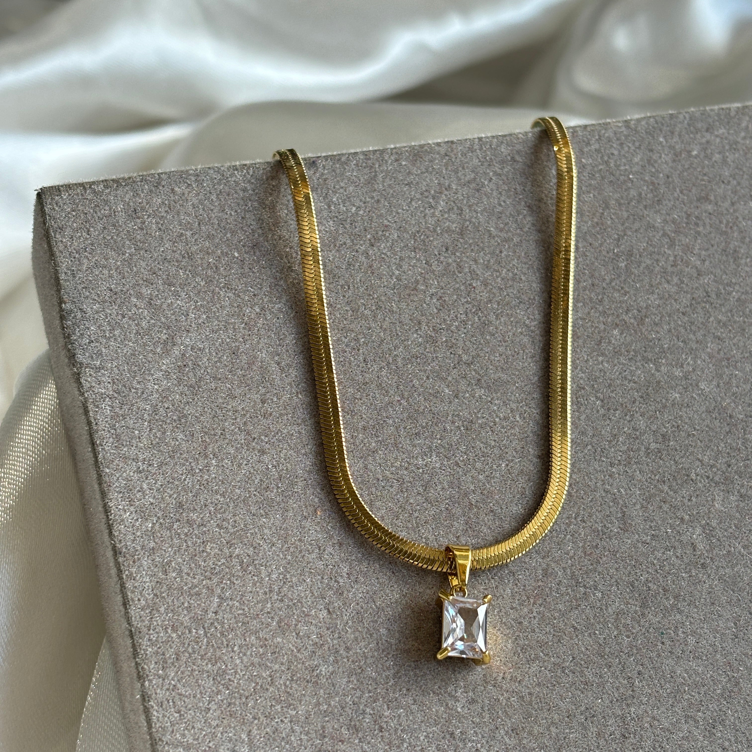 Crystal Emerald Necklace Premium 18k Gold Plated Collection