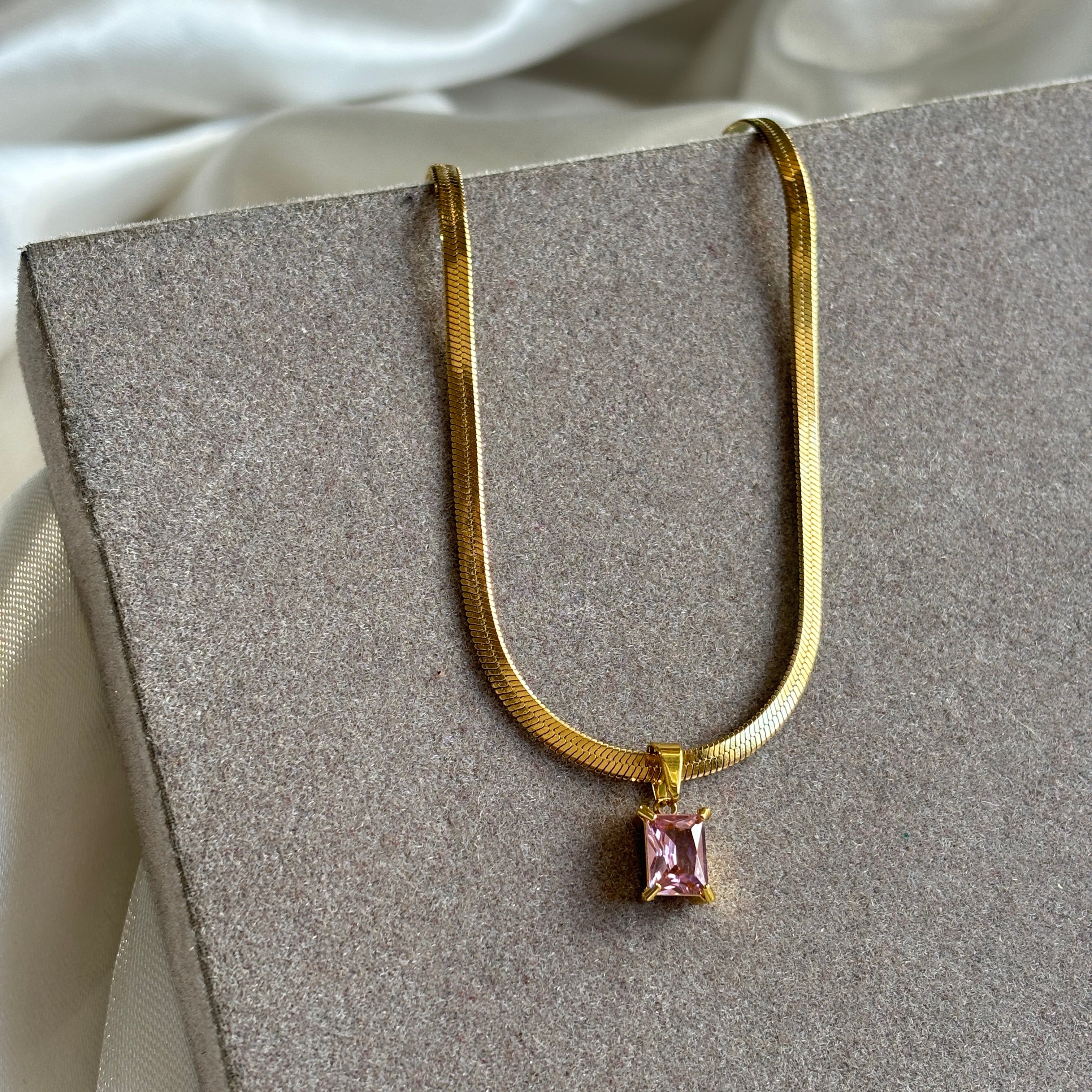 Purple Emerald Necklace Premium 18k Gold Plated Collection