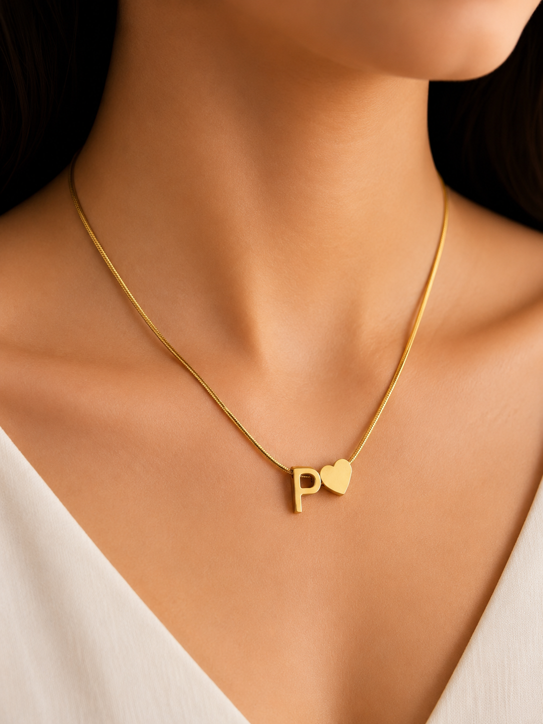 P Heart Necklace