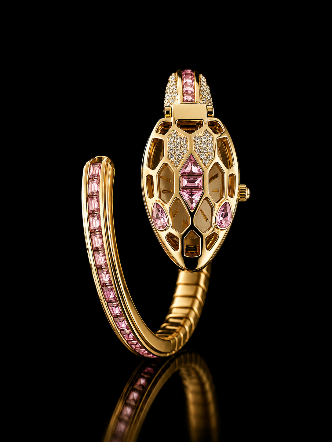 Golden Pink Serpentina Emerald Womens Watch