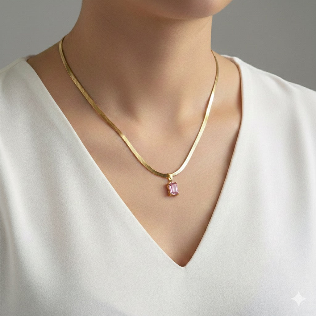 Purple Emerald Necklace Premium 18k Gold Plated Collection