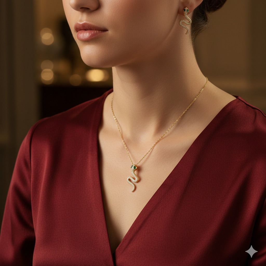 Shimmer Serpent Jewellery Necklace Set Premium 18k Gold Plated Collection